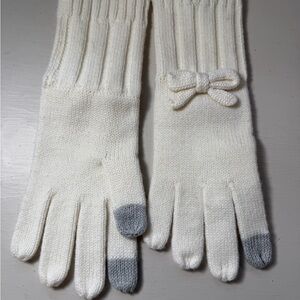 Kate Spade Cream Knit Gloves with Bow